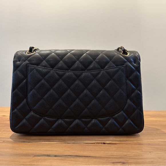 Chanel Classic Large Black Double Flap - Grained Calfskin & Gold Tone Metal - Picture 12 of 14